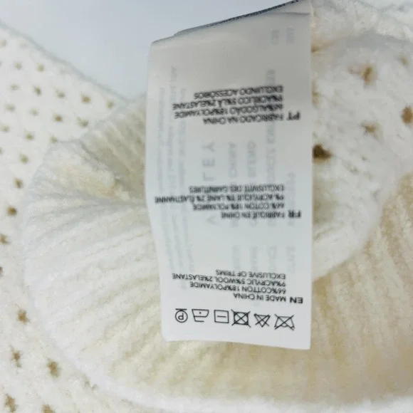 Varley Grady Boucle Sweater Sz S Coconut Milk Ivory Open Knit Cotton Blend - Picture 14 of 14